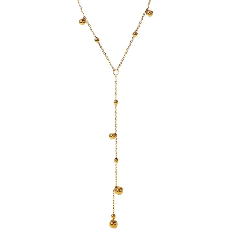 Gold Mini Ball Necklace - Simple Design with Gold Balls on Chain