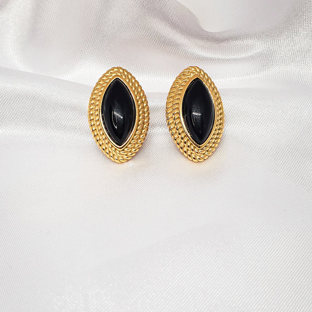 Old Money Earrings, Black Oval Earrings, Black Vintage Earrings