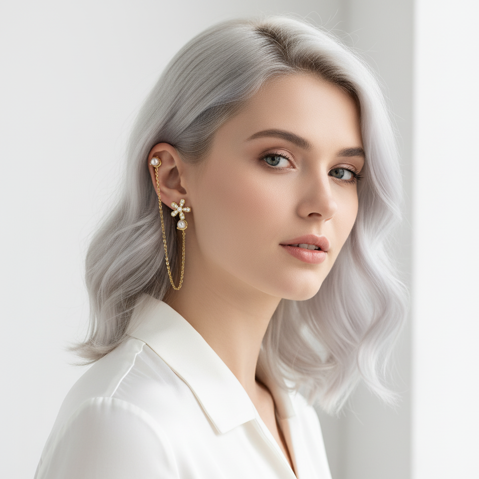 One Piece Long Elegant Flower Women Earring
