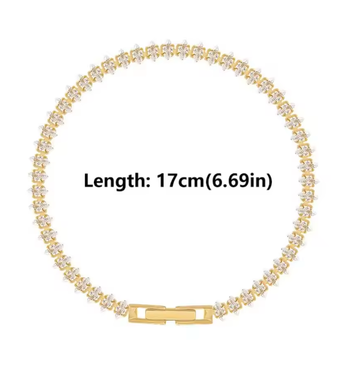 Crystal Geometric Chain Bracelets for Women Gold Plated 18K