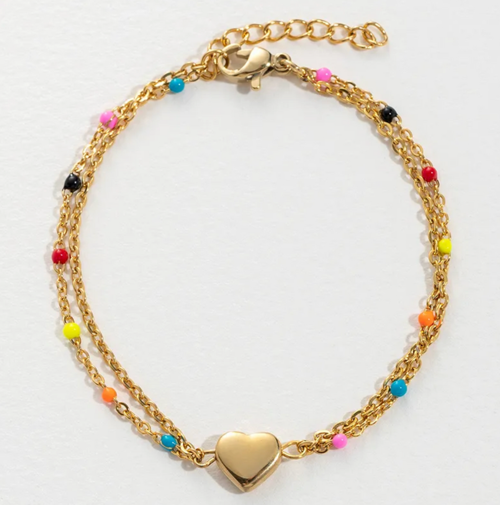 Heart Shape Colorful Pearls Bracelet