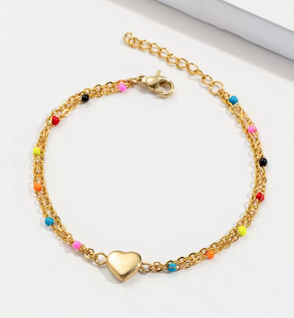 Heart Shape Colorful Pearls Bracelet