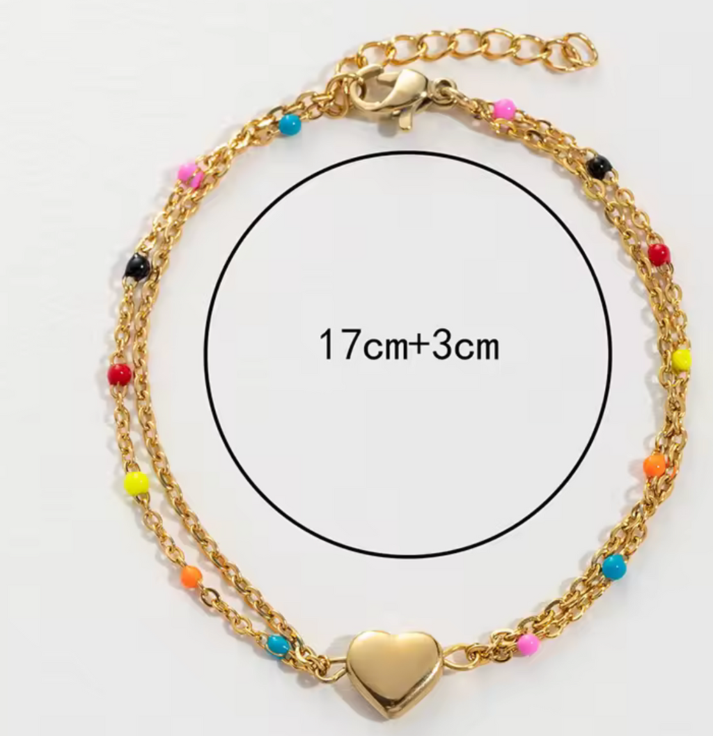 Heart Shape Colorful Pearls Bracelet