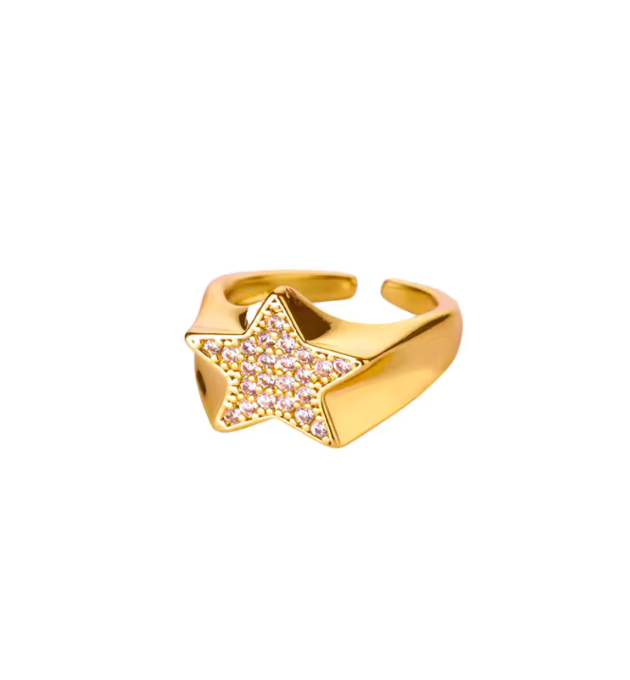Shiny Zircon Star Ring