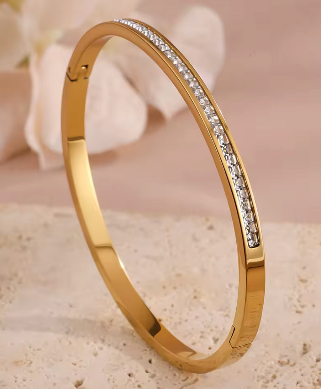 Bling Stone Row Bangle Wristband Bracelet