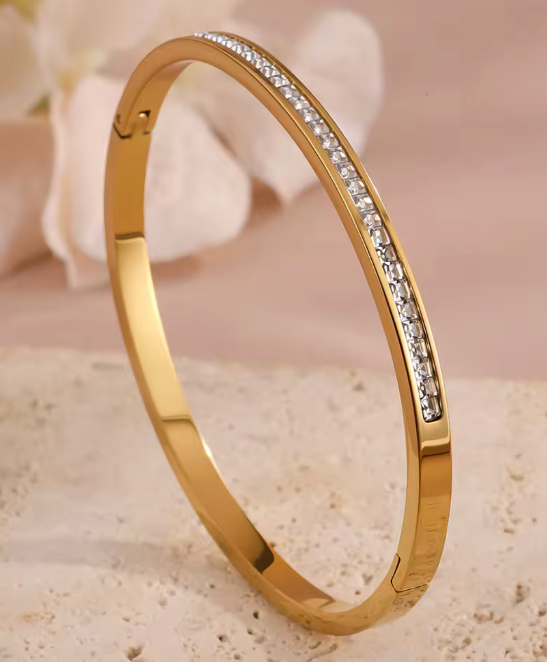 Bling Stone Row Bangle Wristband Bracelet