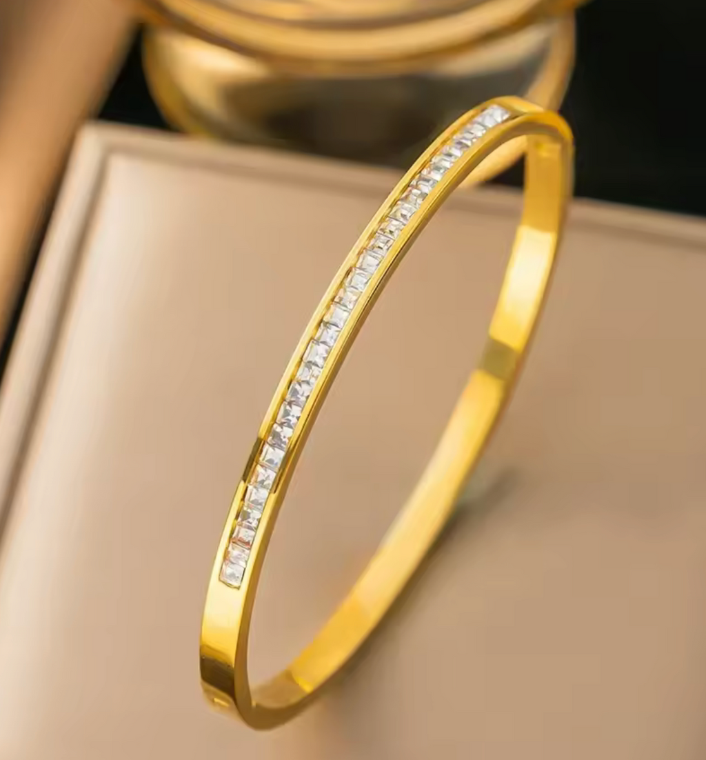 Bling Stone Row Bangle Wristband Bracelet