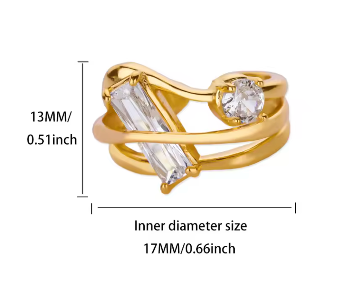 Vintage Cubic Zirconia Rings For Women Gold Adjustable