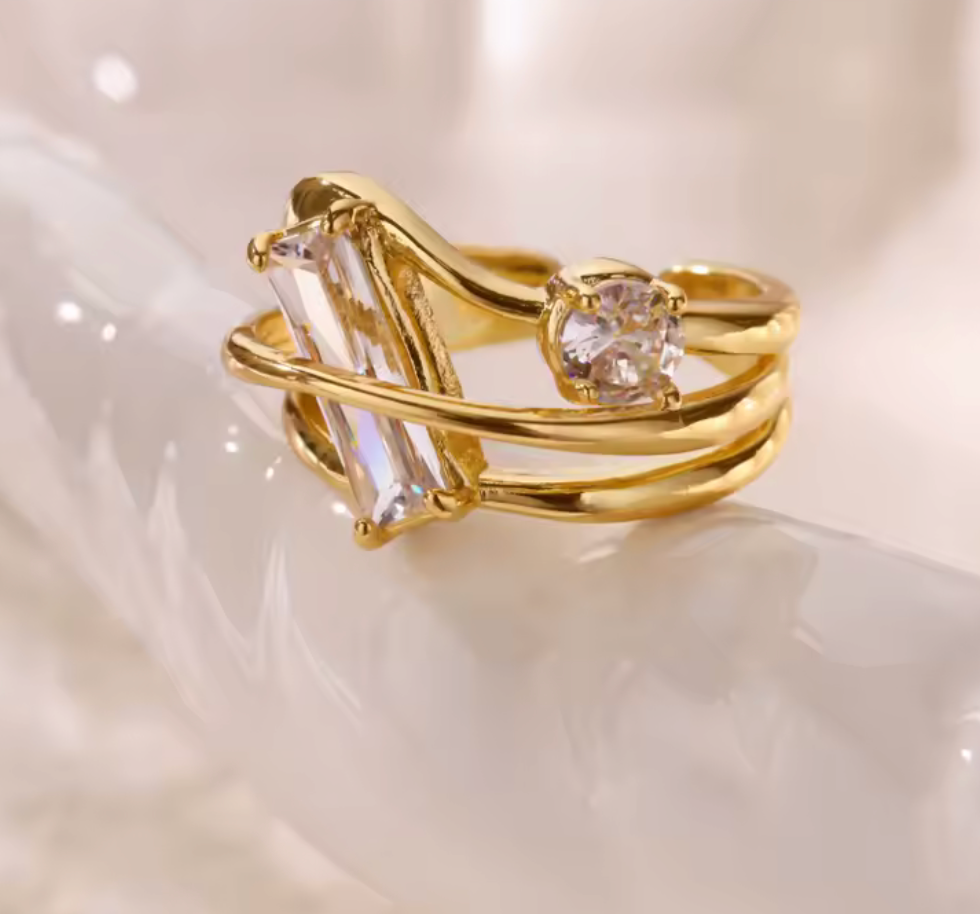 Vintage Cubic Zirconia Rings For Women Gold Adjustable