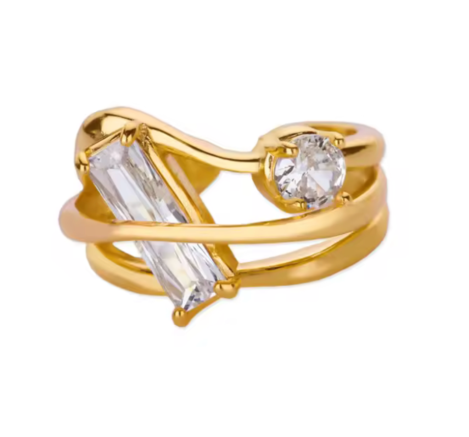 Vintage Cubic Zirconia Rings For Women Gold Adjustable