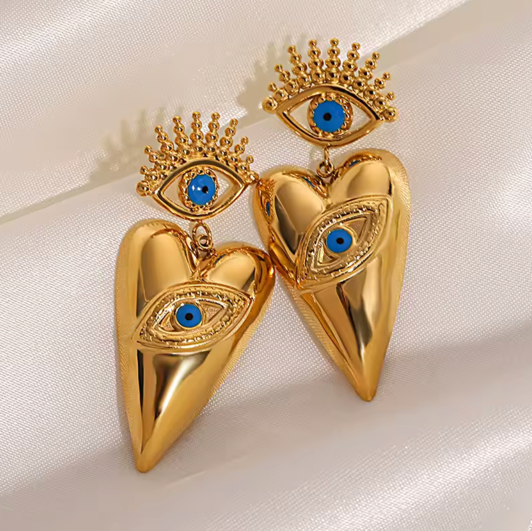 Triangle Heart Devil Eye Earrings