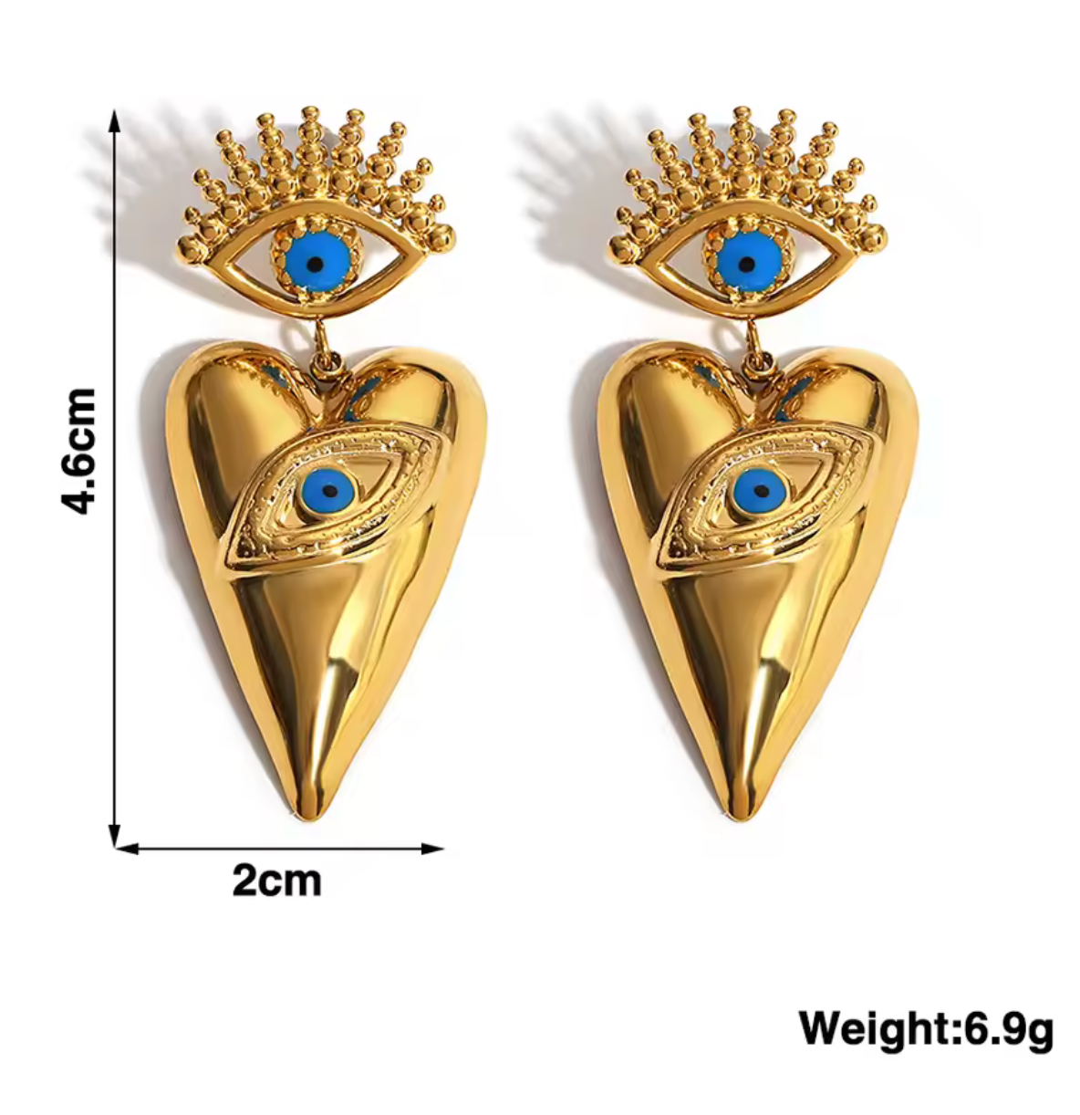 Triangle Heart Devil Eye Earrings