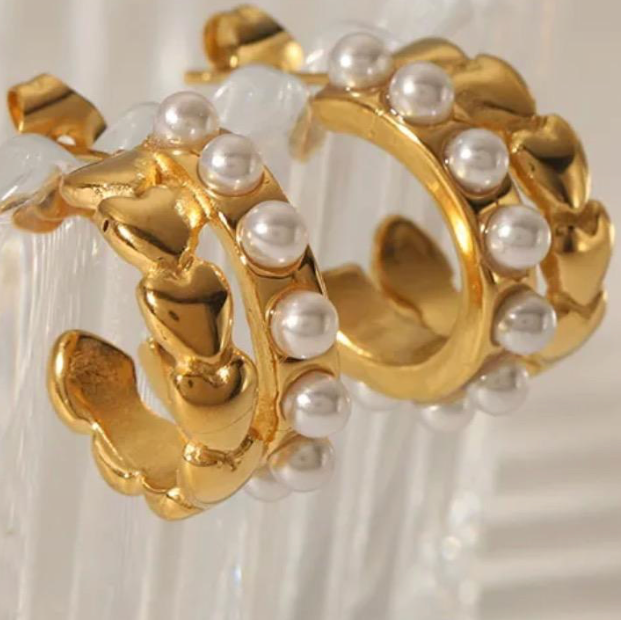 Heart Shape Pearl Earrings