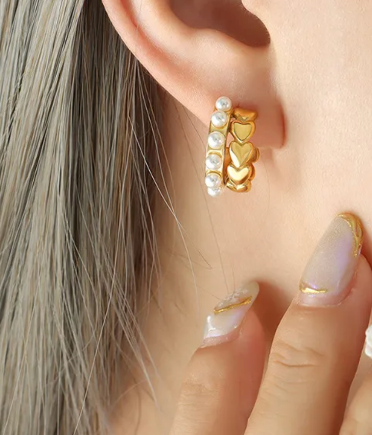 Heart Shape Pearl Earrings