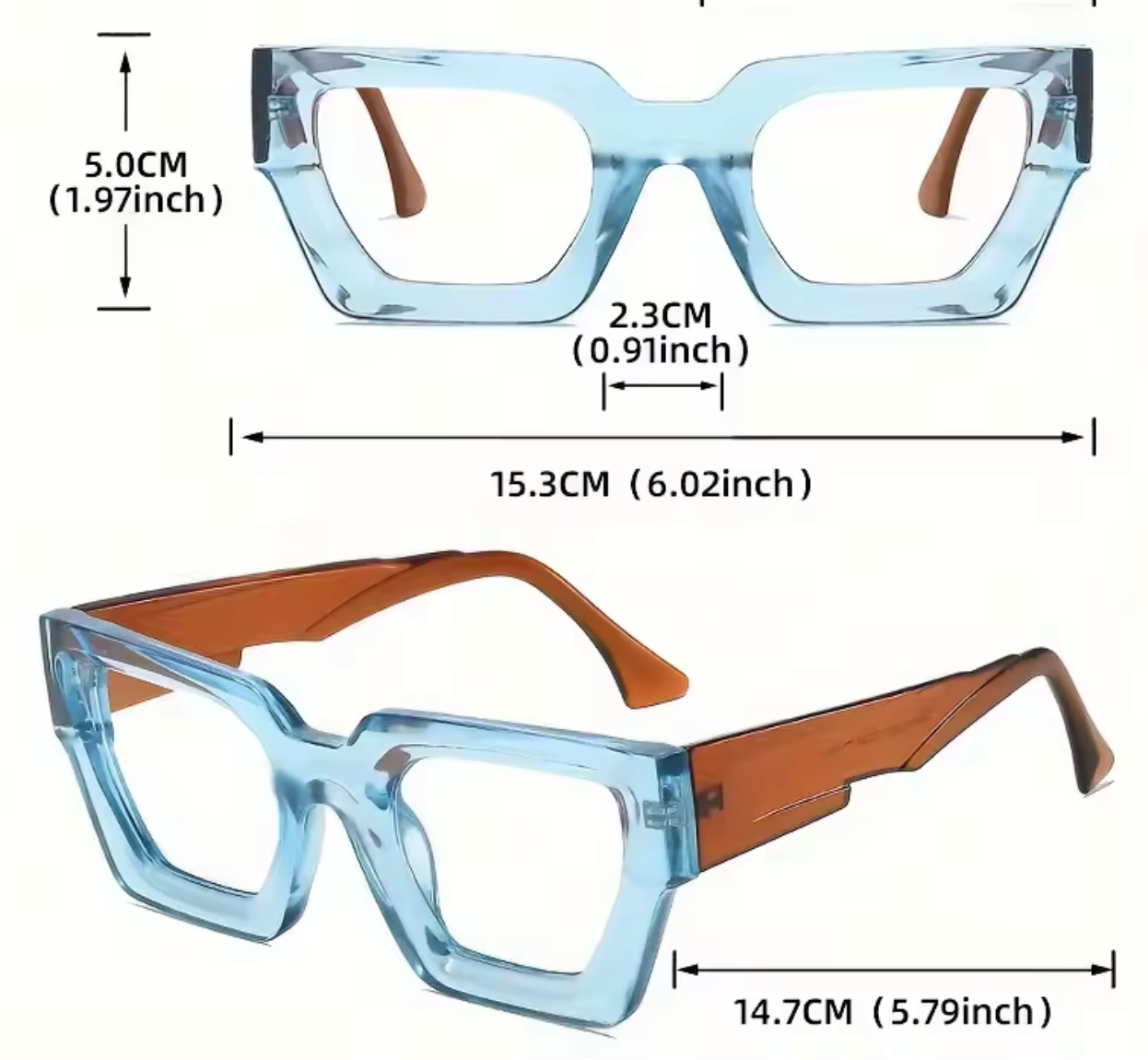 Oversized Clear Lens Glasses with Brown Frame