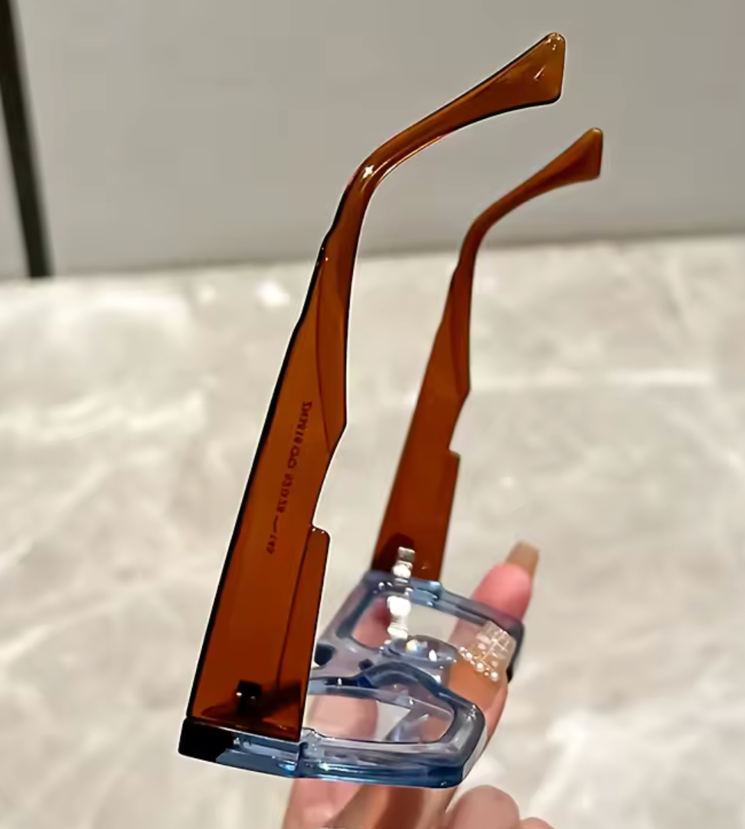 Oversized Clear Lens Glasses with Brown Frame