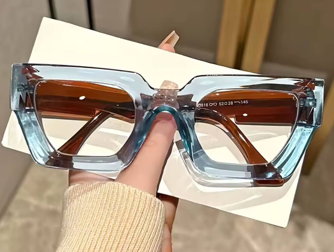 Oversized Clear Lens Glasses with Brown Frame