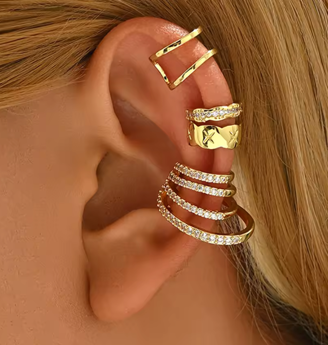 3 Pieces of Zircon Ear Cuffs for Women Clip Earrings
