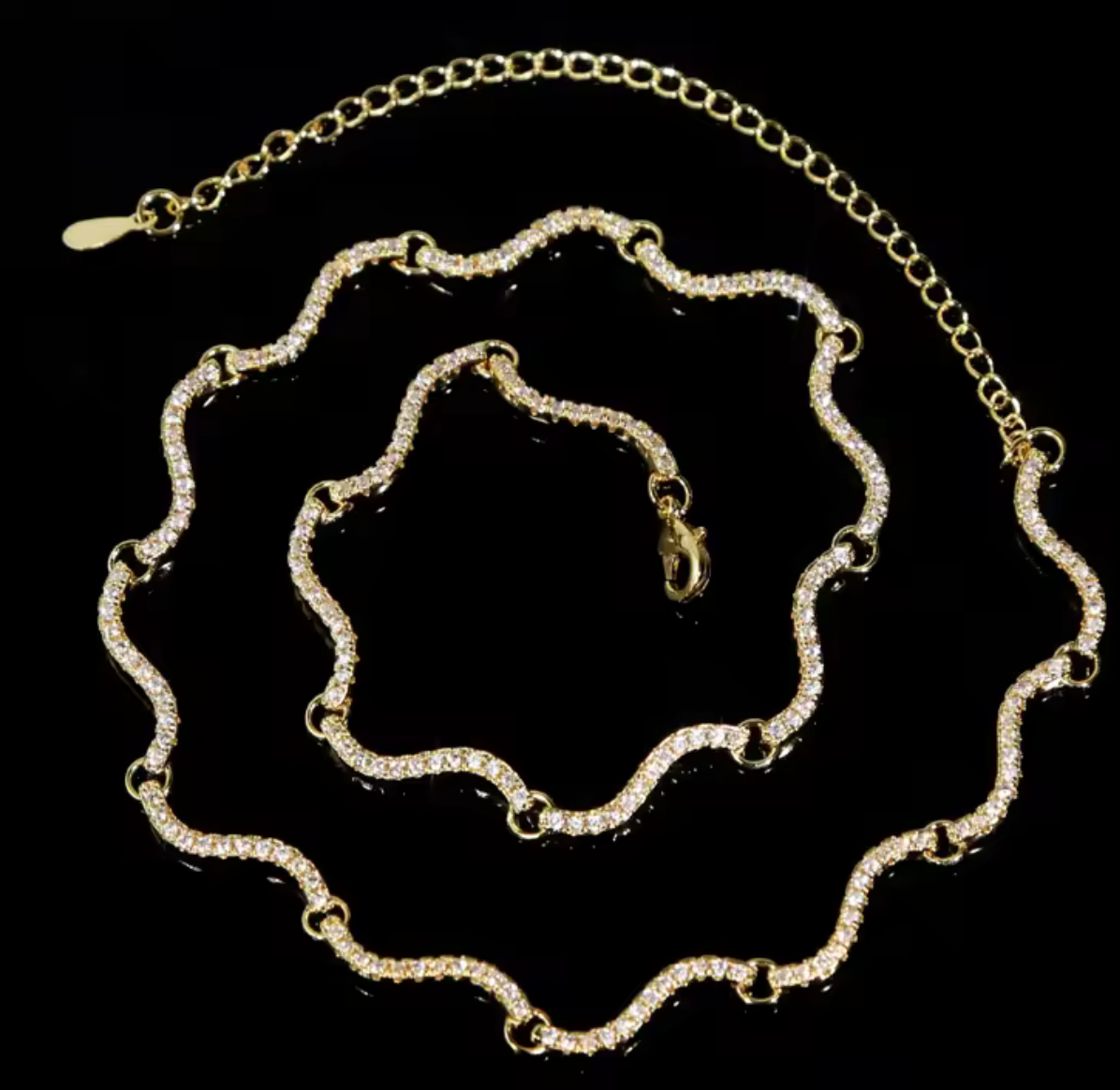 Cubic Zirconia  Wave Tennis Necklace