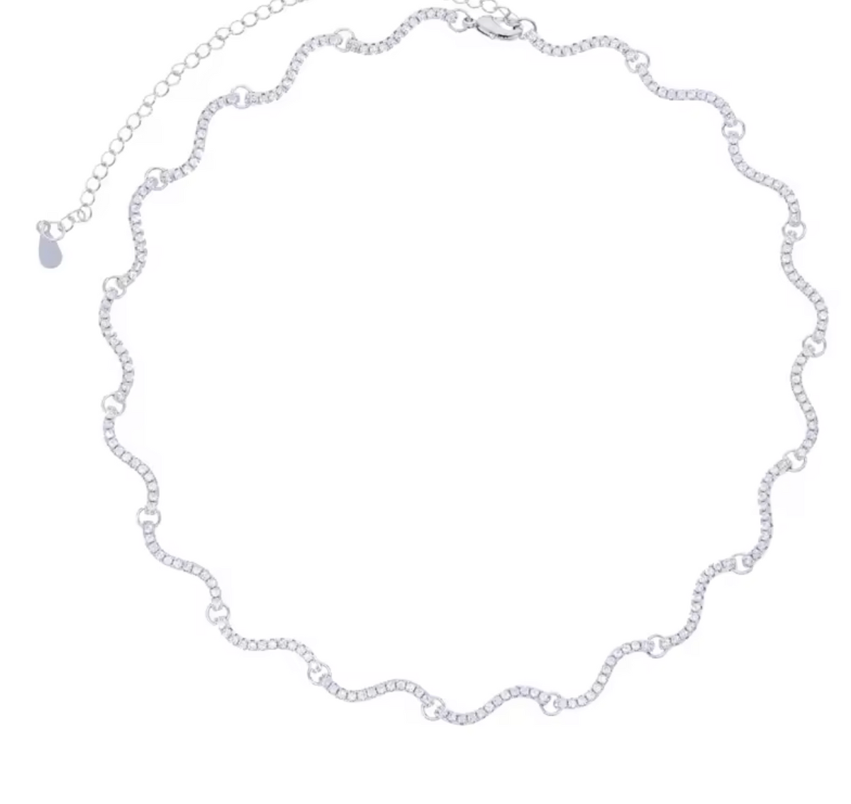 Cubic Zirconia  Wave Tennis Necklace